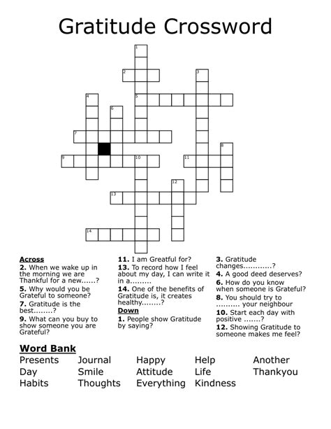 gratitude crossword clue